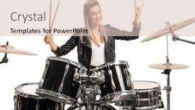  Presentation with female - PPT theme consisting of beautiful-female-musician-playing-percussion background and a lemonade colored foreground