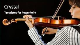  Presentation with black female - Amazing slides having beautiful female musician playing violin profile isolated on black backdrop and a black colored foreground