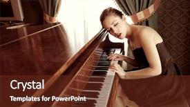  Presentation with black female - Beautiful theme featuring beautiful female pianist playing piano backdrop and a tawny brown colored foreground