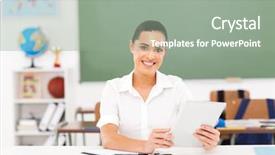  Presentation with elementary school career day and technology and black female teacher - Theme having beautiful female school teacher holding background and a gray colored foreground