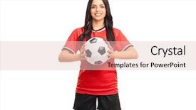  Presentation with female soccer - PPT theme consisting of beautiful female soccer player background and a lemonade colored foreground