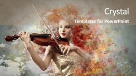  Presentation with learn - Colorful presentation theme enhanced with beautiful female violinist play backdrop and a coral colored foreground
