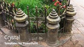  Presentation with cambodia - PPT theme with beautiful-fence-in-siem-reap background and a gray colored foreground