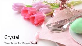 Presentation with table setting - PPT theme with beautiful festive easter table setting background and a white colored foreground