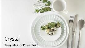  Presentation with table setting - Beautiful presentation featuring beautiful festive easter table setting backdrop and a white colored foreground