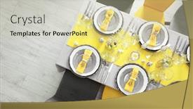  Presentation with festive - Amazing presentation having beautiful festive easter table setting backdrop and a soft green colored foreground