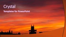  Presentation with colon - Cool new slide deck with beautiful fiery sunrise in madrid backdrop and a tawny brown colored foreground