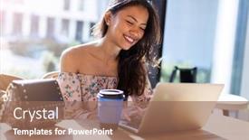  Presentation with filipino - Beautiful slides featuring beautiful filipino woman using laptop backdrop and a coral colored foreground