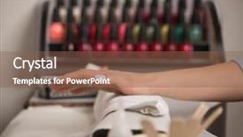  Presentation with beauty salon pedicured feet - PPT theme with beautiful fingers with french manicure background and a tawny brown colored foreground