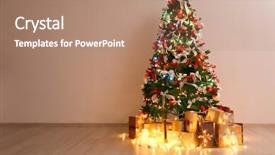  Presentation with fir tree - Presentation design with beautiful fir tree decorated background and a coral colored foreground