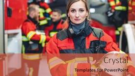  Presentation with fire fighter - Theme enhanced with beautiful-fire-fighter-woman background and a red colored foreground