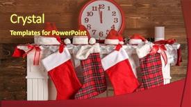  Presentation with socks - Beautiful PPT layouts featuring beautiful fireplace decorated for christmas backdrop and a tawny brown colored foreground