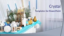  Presentation with hanukkah - PPT layouts enhanced with beautiful fireplace decorated for hanukkah closeup background and a sky blue colored foreground