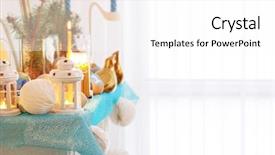  Presentation with hanukkah - Amazing theme having beautiful fireplace decorated for hanukkah closeup backdrop and a white colored foreground