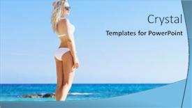  Presentation with sexy girl - Audience pleasing slides consisting of sexy girl in white bikini backdrop and a light blue colored foreground