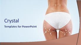  Presentation with health diet - Slide deck with surgery abdomen - beautiful fit female body background and a sky blue colored foreground