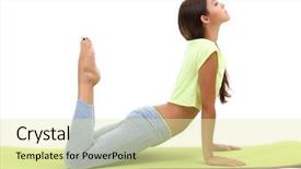  Presentation with exercise kids kid doing fitness - Slide set enhanced with beautiful fitness girl doing yoga background and a blonde colored foreground