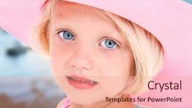  Presentation with pink and blue acrylic spread - Slides consisting of sweet macro bee on the top flower background and a coral colored foreground