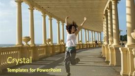  Presentation with flexible - Presentation theme enhanced with beautiful-flexible-multicultural-woman-dancing background and a tawny brown colored foreground