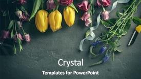 Presentation with beautiful flowers border floral design - PPT theme enhanced with beautiful flowers and florist equipment background and a dark gray colored foreground