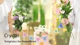  Presentation with marriage - Colorful theme enhanced with beautiful flowers and garland backdrop and a lemonade colored foreground