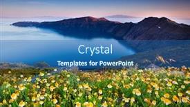  Presentation with santorini - Theme consisting of beautiful-flowers-awaken background and a ocean colored foreground