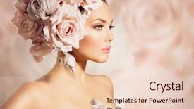  Presentation with girl model - Colorful presentation theme enhanced with beautiful flowers floral hairstyle backdrop and a lemonade colored foreground