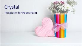  Presentation with flowers vase - Audience pleasing presentation consisting of beautiful flowers in colorful pencils vase in interior design backdrop and a sky blue colored foreground