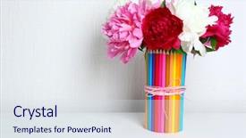  Presentation with flowers vase - Amazing presentation having beautiful flowers in colorful pencils backdrop and a  colored foreground