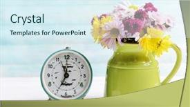  Presentation with blue flower - Slides with beautiful flowers in pitcher background and a sky blue colored foreground