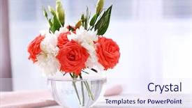  Presentation with flowers vase - Beautiful presentation theme featuring beautiful flowers in vase backdrop and a sky blue colored foreground