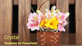  Presentation with flowers vase - Slide deck consisting of beautiful flowers in vase on wooden background background and a tawny brown colored foreground