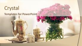  Presentation with flowers vase - Amazing presentation design having beautiful flowers in vase backdrop and a cream colored foreground