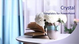  Presentation with flowers vase - Presentation design with beautiful flowers in vase on table in room background and a sky blue colored foreground