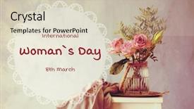  Presentation with flowers vase - Colorful slide deck enhanced with beautiful flowers in vase on table against color background text international woman's day 8th march backdrop and a soft green colored foreground