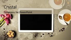  Presentation with beautiful flowers border floral design - Slide set consisting of beautiful flowers on grey stone background and a coral colored foreground