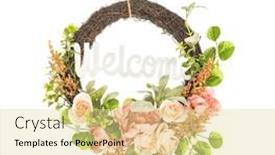  Presentation with pink roses - Presentation theme enhanced with beautiful-flowers-pink-roses-wreath background and a blonde colored foreground