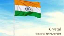  Presentation with india flag - Slide deck having beautiful-flying-national-flag and a cream colored foreground