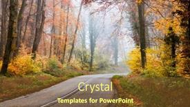  Presentation with foggy forest - Audience pleasing theme consisting of beautiful-foggy-forest-in-autumn backdrop and a tawny brown colored foreground