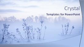  Presentation with winter wonderland - Presentation theme featuring beautiful-foggy-sunset-in-winter background and a sky blue colored foreground