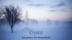  Presentation with winter wonderland - Presentation design with beautiful-foggy-sunset-in-winter background and a light blue colored foreground