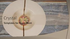  Presentation with japanese food - Cool new presentation theme with beautiful food image and plate of a japanese crab cake on a wooden table backdrop and a coral colored foreground