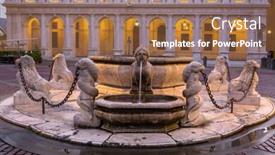  Presentation with dawn - Presentation theme having beautiful-fountain-of-the-piazza background and a tawny brown colored foreground