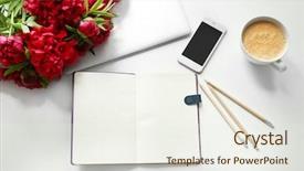  Presentation with fragrant - Colorful theme enhanced with beautiful fragrant peonies on light backdrop and a sky blue colored foreground