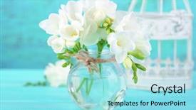 Presentation with flowers - Slide set featuring beautiful freesia flowers on blue background and a arctic colored foreground