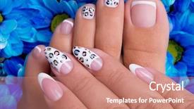  Presentation with nails manicure - Audience pleasing slide deck consisting of french manicure and art design backdrop and a coral colored foreground