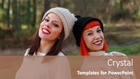  Presentation with forest winter - Slide set with beautiful friends in the forest in a winter day background and a coral colored foreground