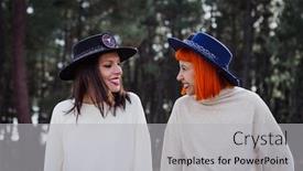  Presentation with winter forest - Beautiful PPT theme featuring beautiful friends in the forest in a winter day backdrop and a light gray colored foreground