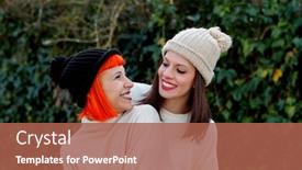  Presentation with winter forest - Colorful theme enhanced with beautiful friends in the forest in a winter day backdrop and a red colored foreground