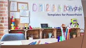  Presentation with corner - Cool new presentation theme with beautiful-games-corner-and-desk backdrop and a sky blue colored foreground